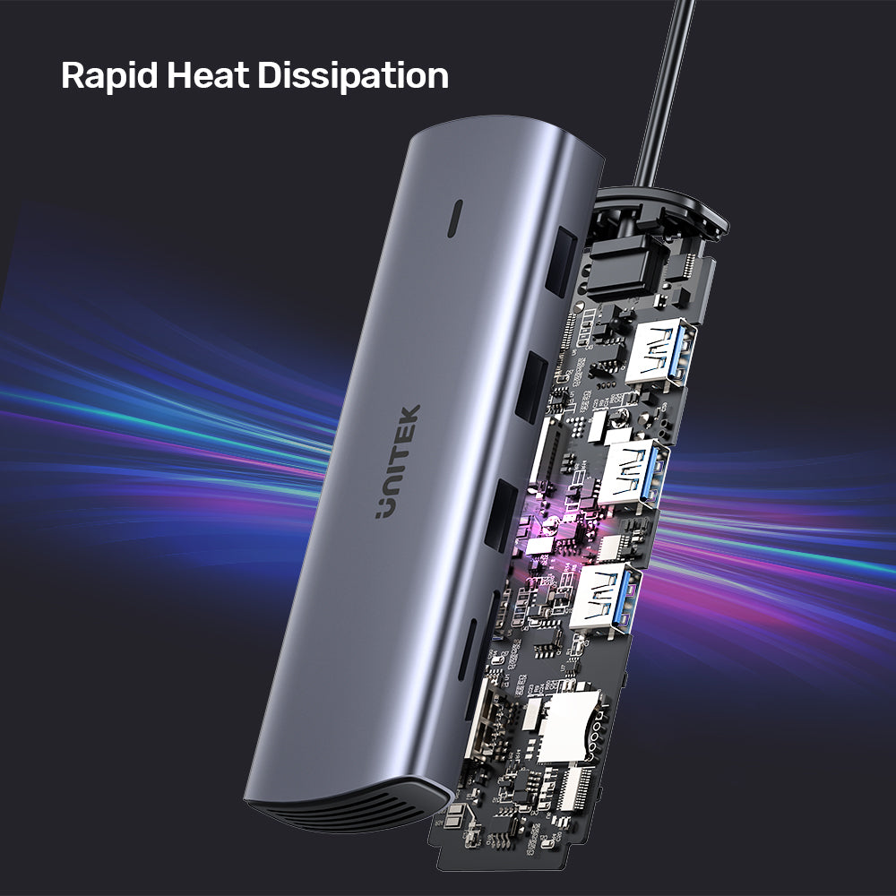 9-in-1 USB-C Hub with Dual Display PD 100W Dual Card Reader - Kaplen