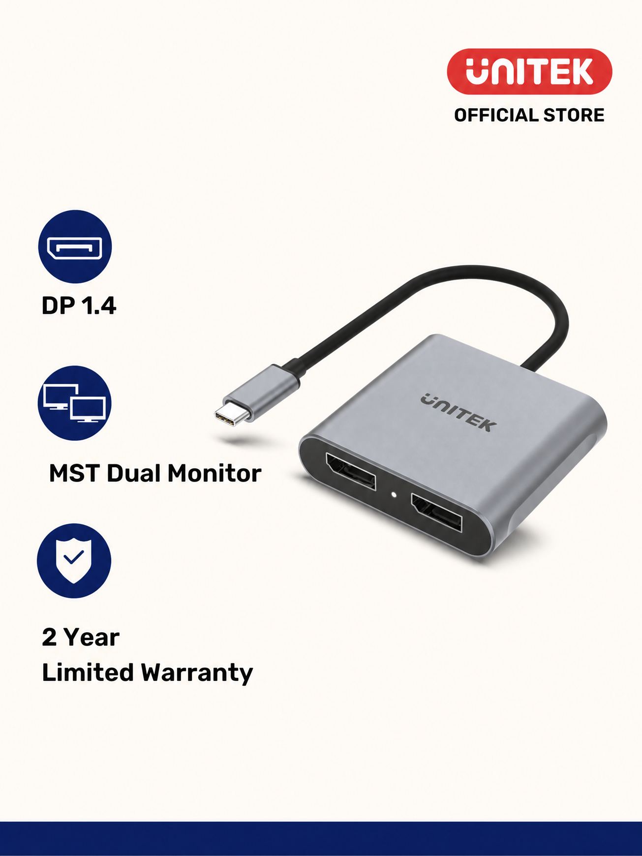 8K USB-C to Dual DisplayPort 1.4 Adapter with MST Dual Monitor
