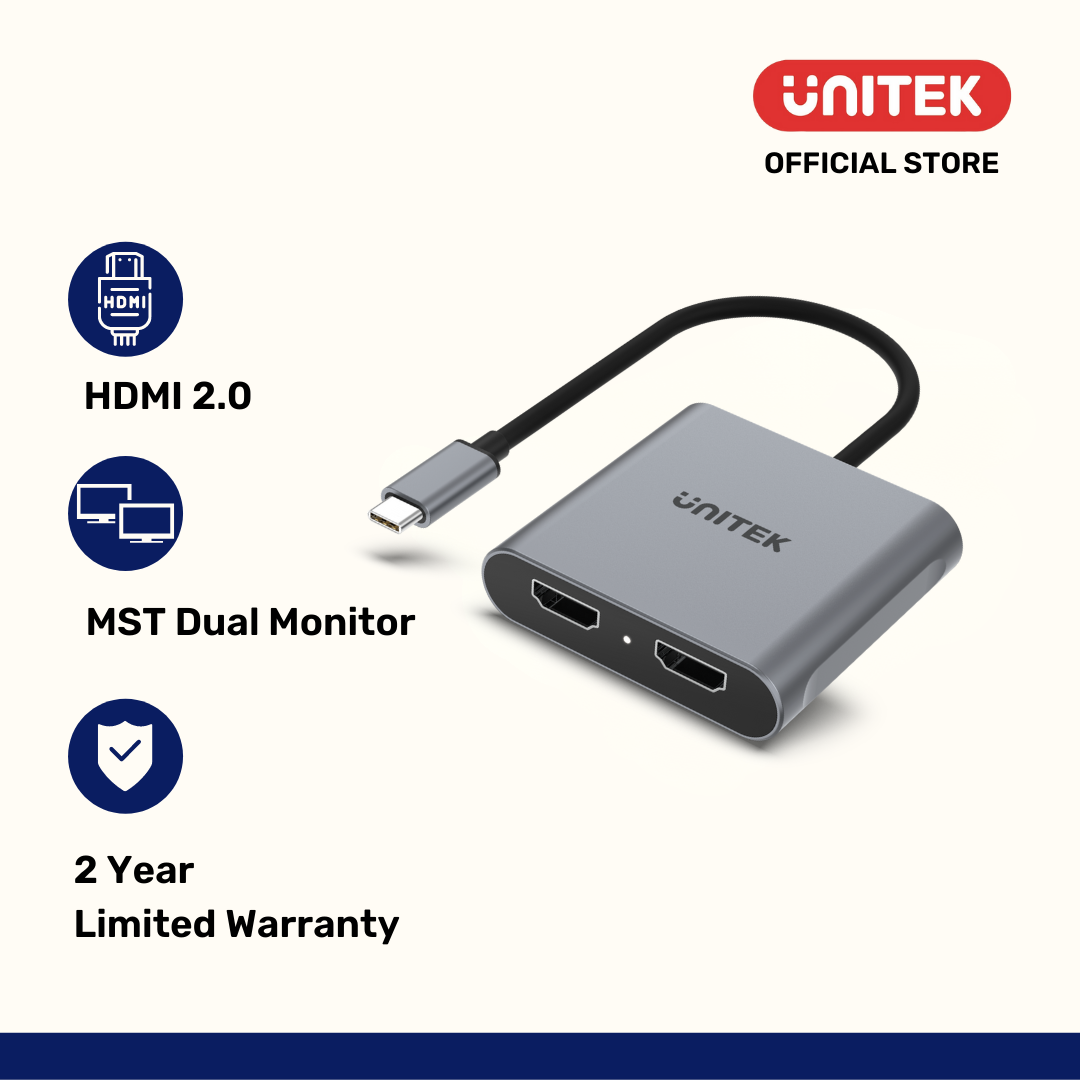 USB-C to Dual HDMI 2.0 4K 60Hz Adapter with MST Dual Monitor V1404B - Kaplen