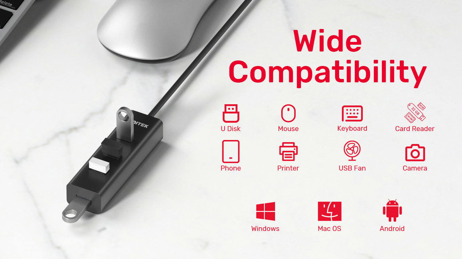 4 Ports USB / USB-c Hub with USB-C 5V Power - Kaplen