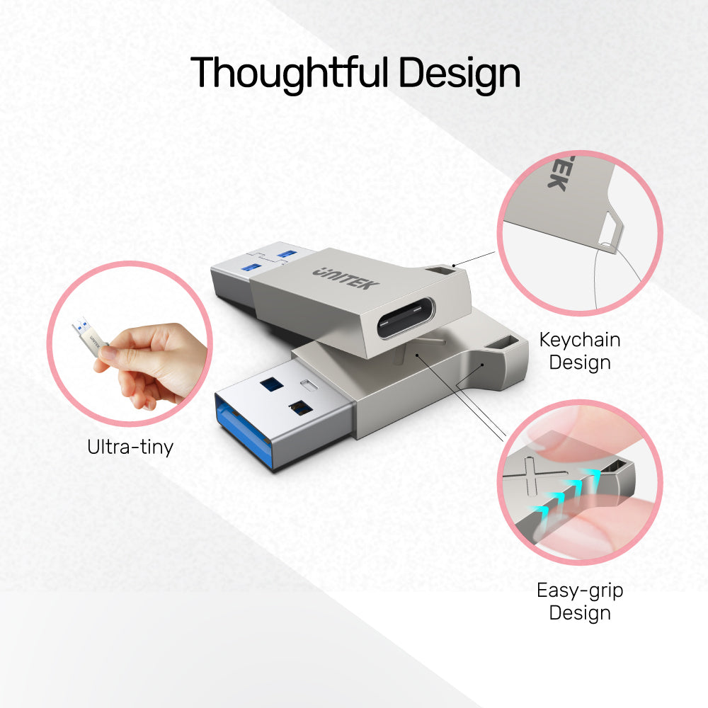 USB-A to USB-C Ultra Tiny Zinc Adapter A1034NI