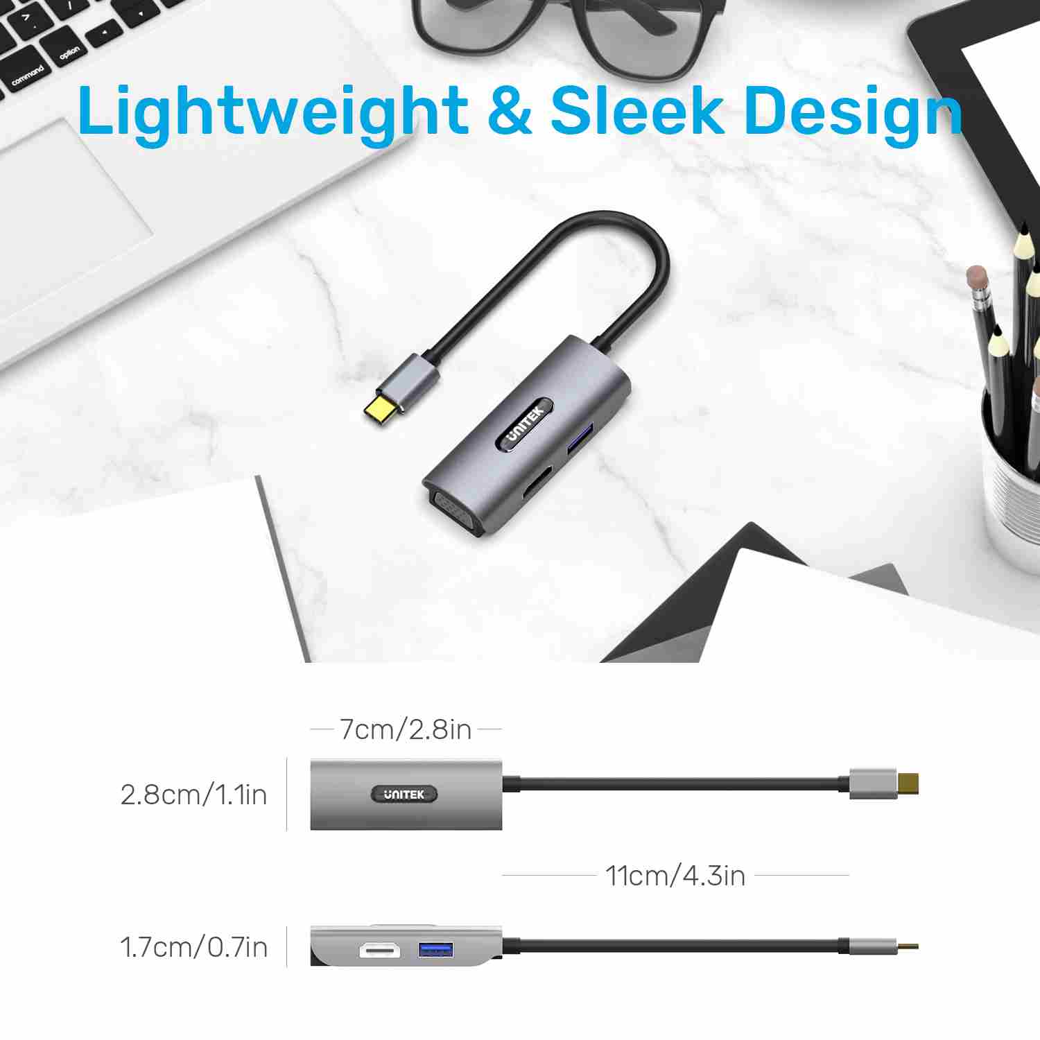 3-in-1 USB-C Hub to 4K HDMI, VGA, and USB3.0 Port D042A