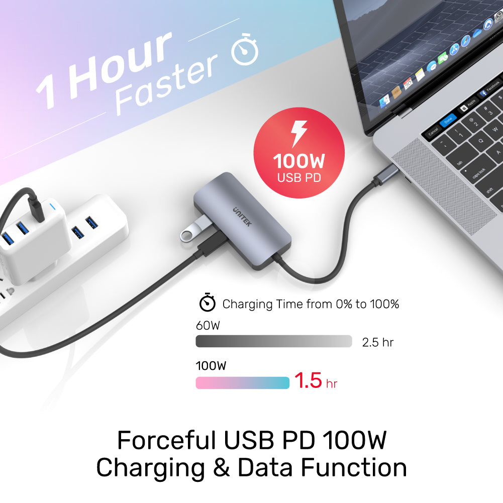 5-in-1 USB-C Hub with 2 HDMI, VGA MST PD 100W D1051A