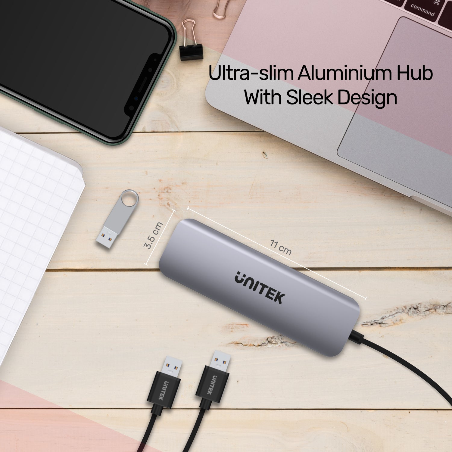 6-in-1 USB-C Hub with HDMI, Dual Card Reader, 100W PD H1107D