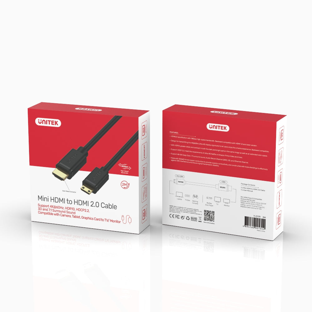Mini HDMI to HDMI 2.0 Cable