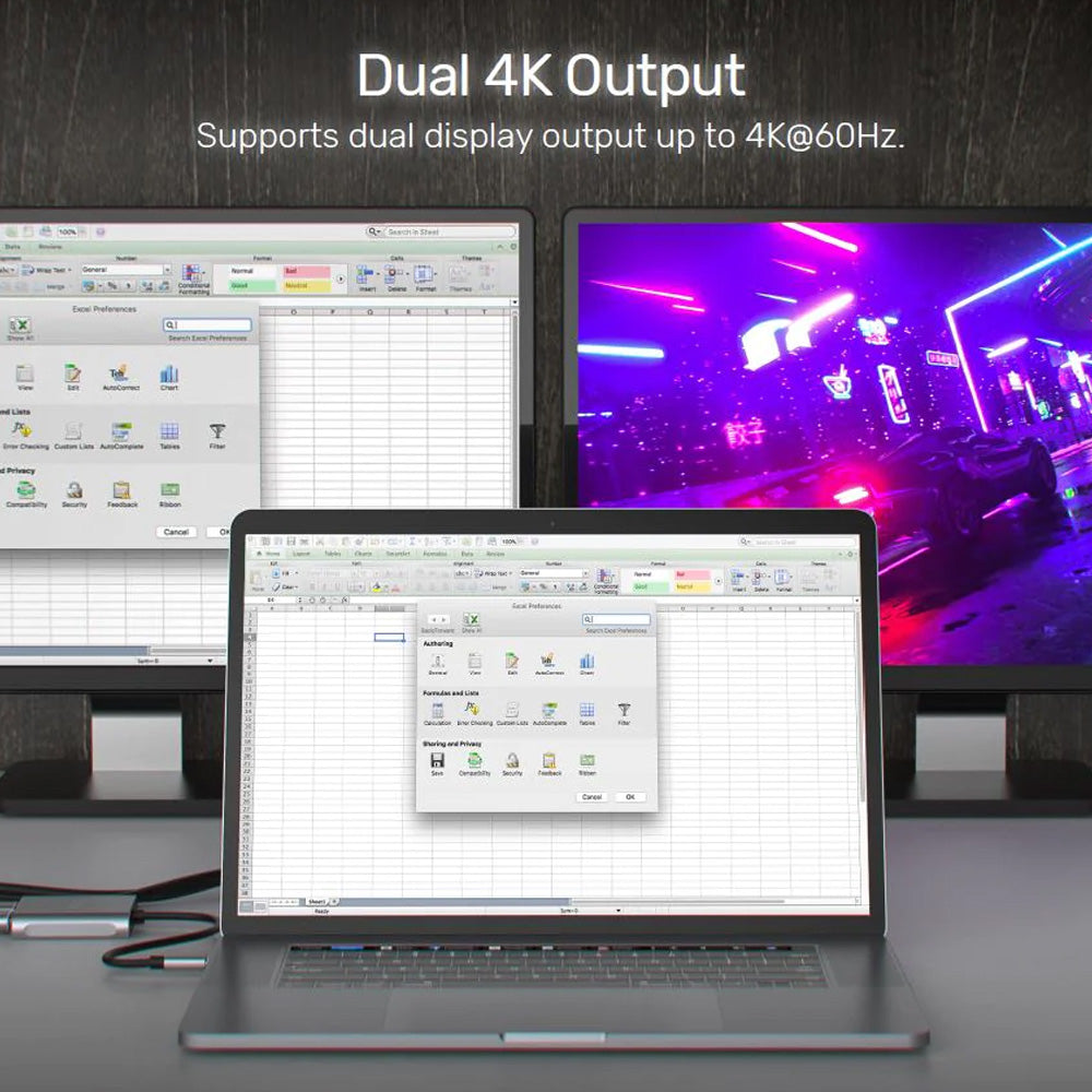 USB-C to Dual HDMI 2.0 4K 60Hz Adapter with MST Dual Monitor V1404B - Kaplen