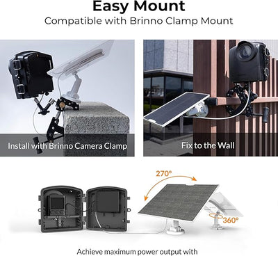 Brinno ASP1000-P Solar Panel Kit Bundle with Mount | 10W Solar Panel for Time Lapse Camera | IP65 Waterproof | DC 5V Outdoor Rechargeable Camera Battery