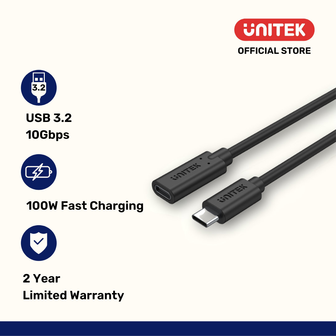 USB-C Extension Cable with 4K@60Hz PD 100W 10Gbps (USB 3.2 Gen2)