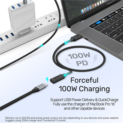 USB-C Extension Cable with 4K@60Hz PD 100W 10Gbps (USB 3.2 Gen2)
