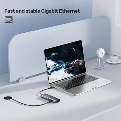 9-in-1 USB-C Hub with Dual Display PD 100W Dual Card Reader - Kaplen