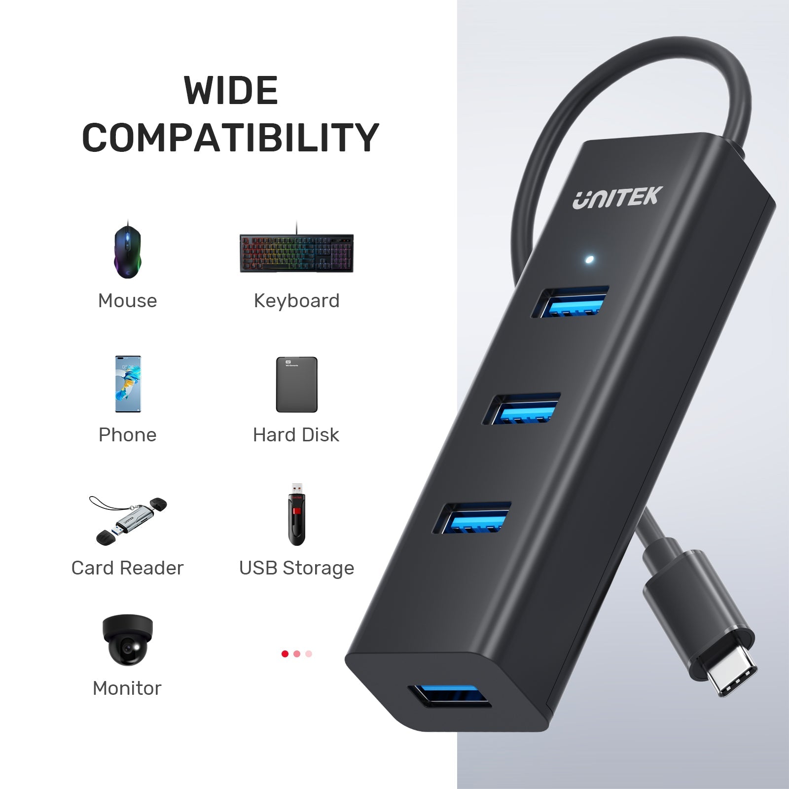 4 Ports USB / USB-c Hub with USB-C 5V Power - Kaplen