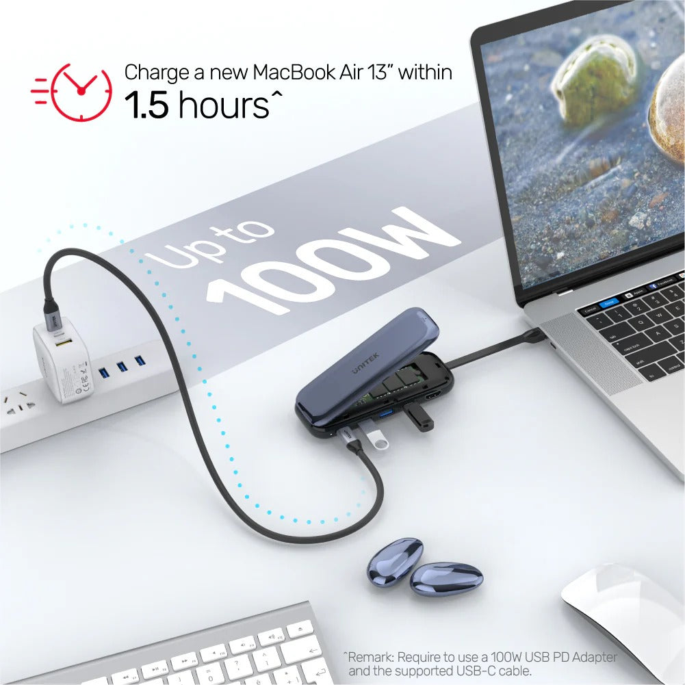 6-in-1 USB-C M.2 SSD NVME Enclsoure Storage Hub 10Gbps HDMI PD 100W