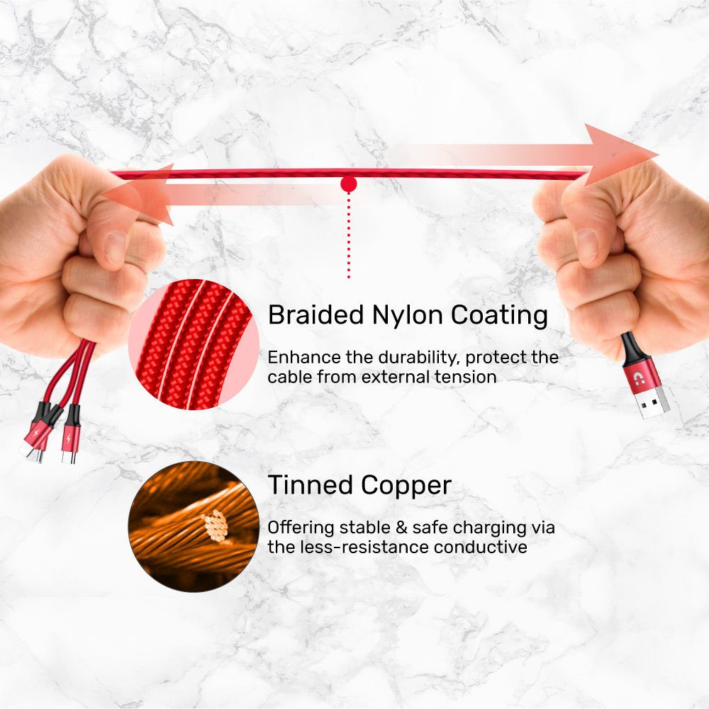 3-in-1 USB Charging Cable 1.2M C4049RD