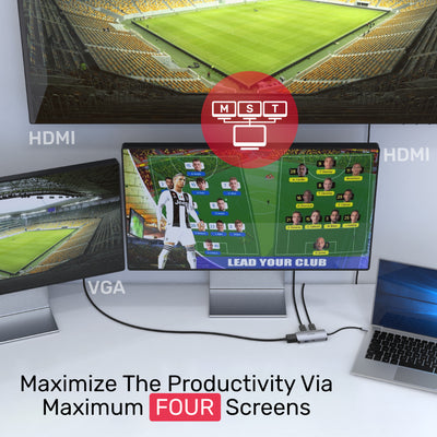 5-in-1 USB-C Hub with 2 HDMI, VGA MST PD 100W D1051A