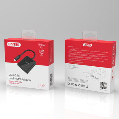 USB-C to Dual HDMI 2.0 4K 60Hz Adapter with MST Dual Monitor V1408A
